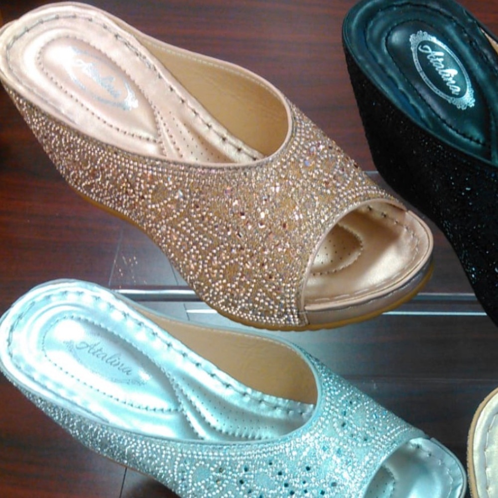Italina Champagne Rhinestone Platform Wedge Sandal - Picture 6 of 9
